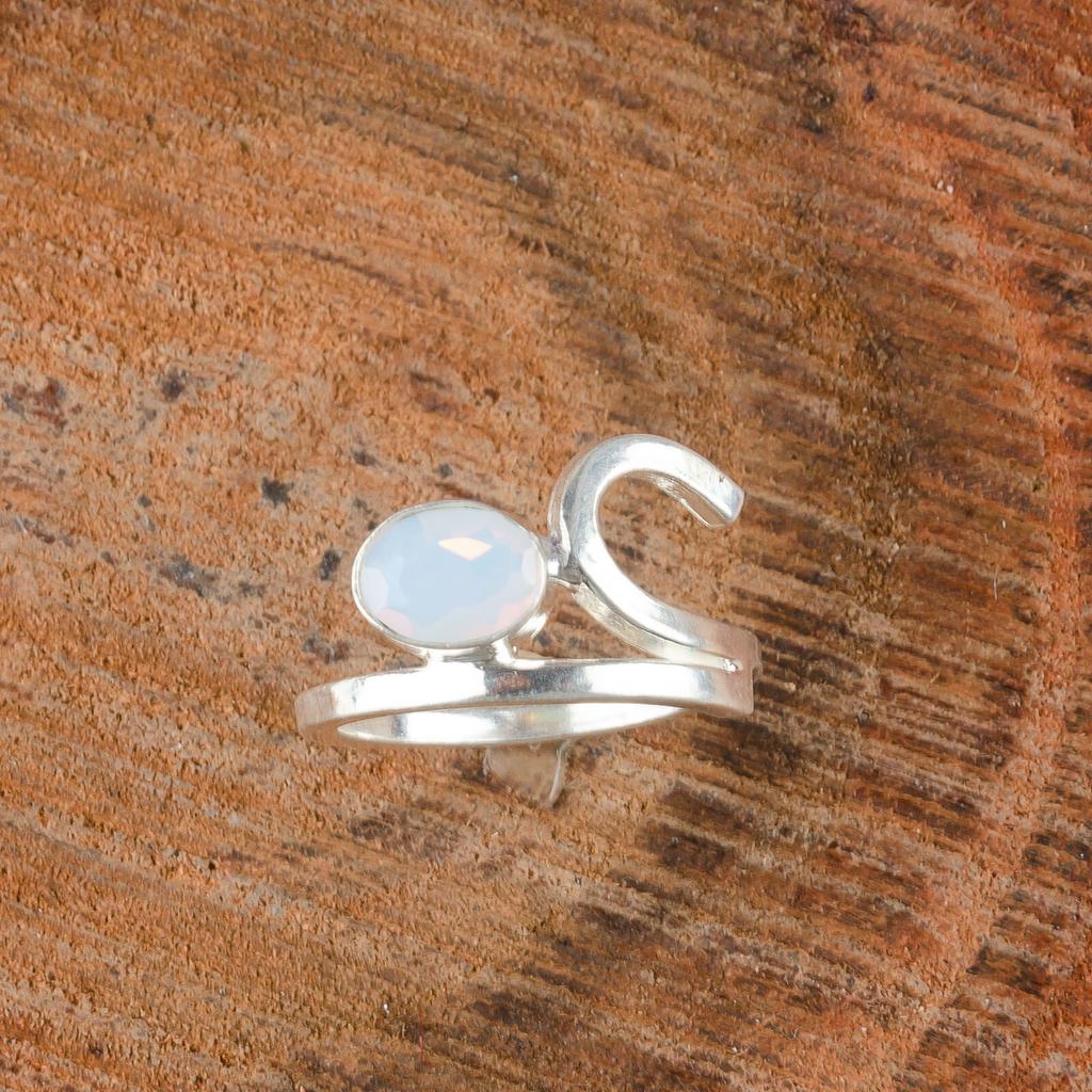 Milky Opal Gemstone 925 Sterling Silver Jewelry Handmade Ring Gift For Wedding RR-27-14
