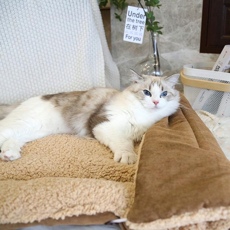 2 v 1 Skládací podložka pro mazlíčky Teplá postel pro mazlíčky Bouda pro mazlíčky Nadýchaný pohodlný polštář pro mazlíčky