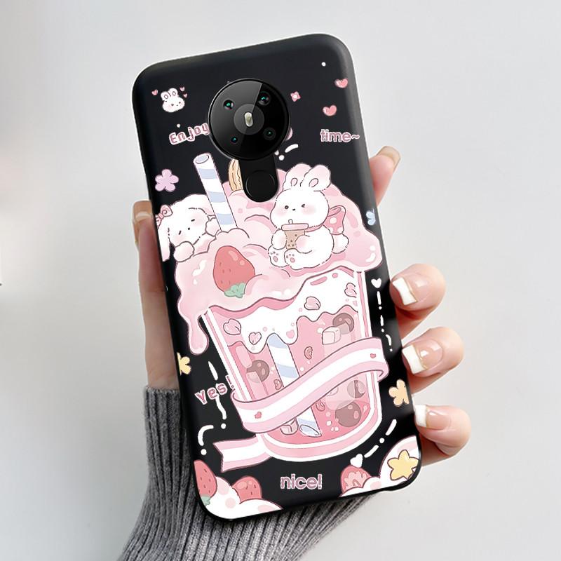 For Nokia 5.3 INS Aesthetic Black For Nokia 5.4/Nokia 3.4 Shockproof Jelly Cover Coconut Tree Pattern Anti-Scratch Soft Shell