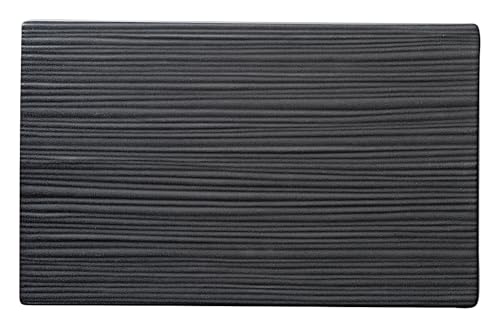 

KOYO Japanese Modern Matte Black 24cm Rectangular Plate with Stripes, Dishwasher Safe, Made in Japan, Product Number 19530038