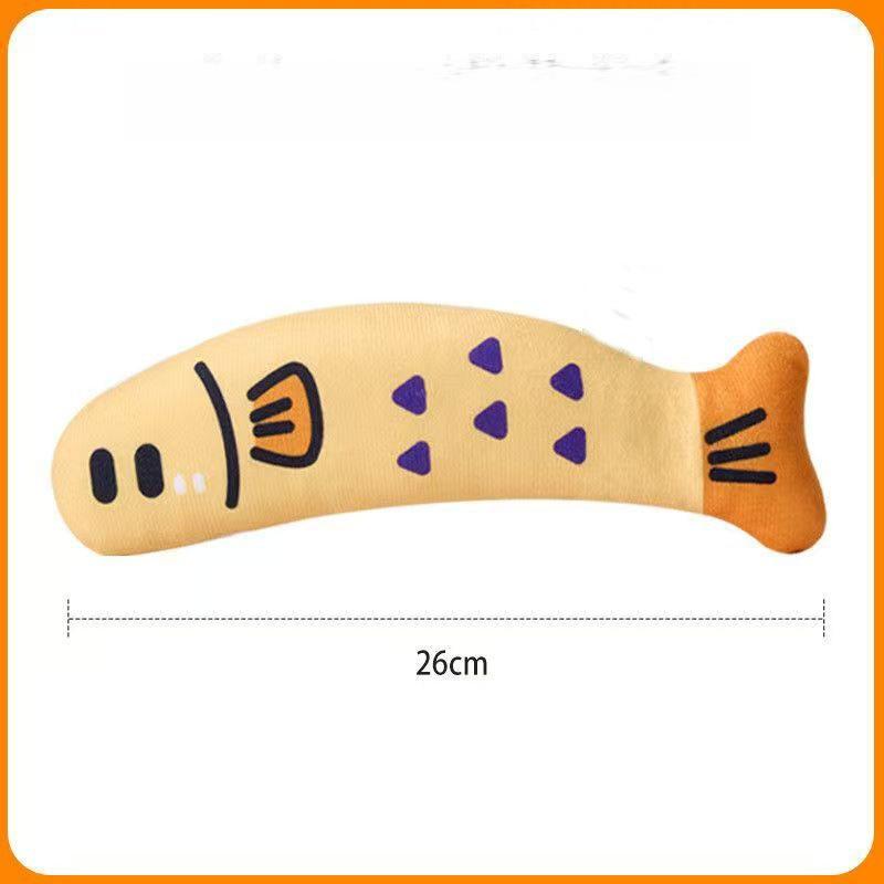 Eco-Friendly Linen Catnip Fish Chew Toy Boredom Buster Cartoon Style Pet Toy