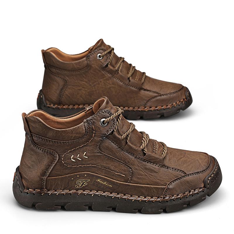 Autumn and Winter Large Size High-top Cotton Men's Shoes Hand-stitched Soles Outdoor Casual Warm Shoes