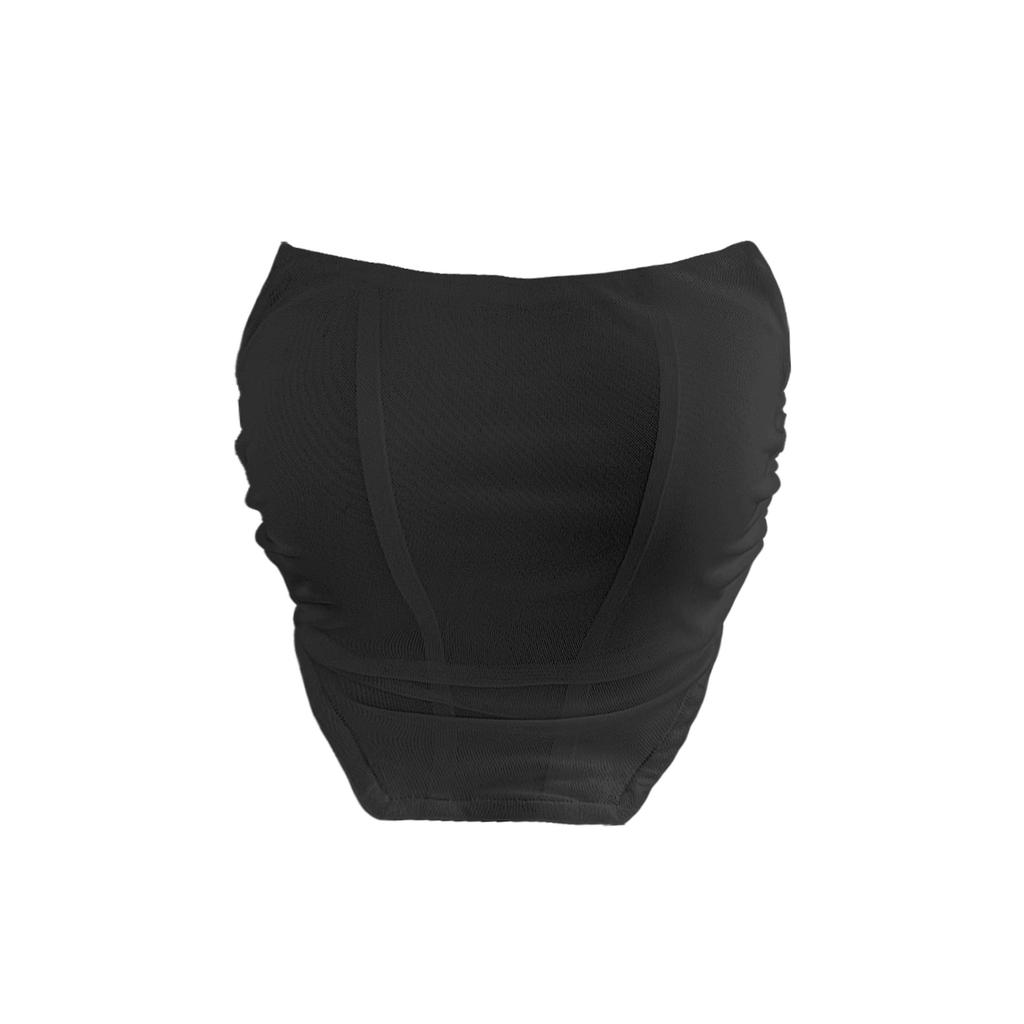European and American Women's Clothing Sexy Backless Retro Tube Top Short Strapless Sleeveless Outer Bottom Vest