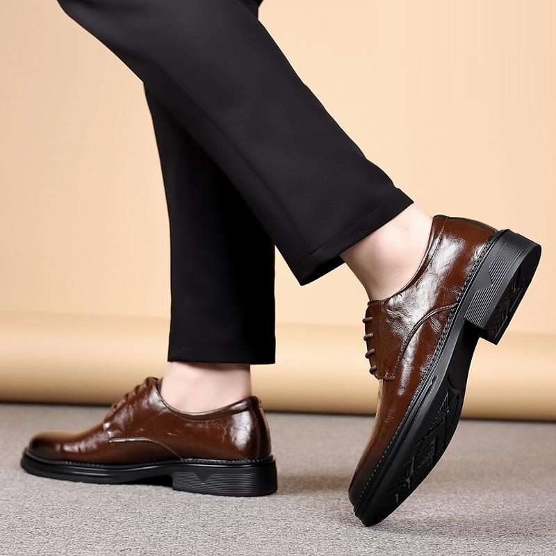 Leather shoes men's British style business formal wear retro men's shoes autumn new men's soft sole wearable casual derby shoes