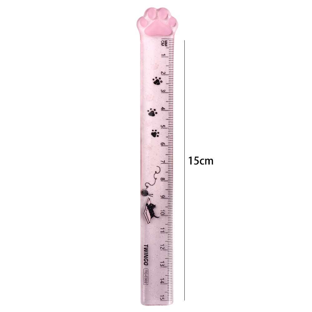 School Supplies Stationery Plastic 15cm Scale Ruler Straight Ruler Measuring Ruler Cats Claw Ruler