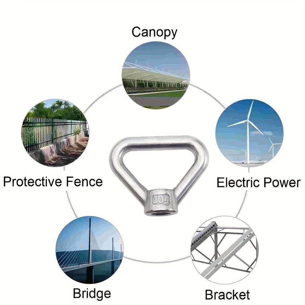 Triangular Ring Nuts, Marine Screw Cap, Hanging Ring Nut, Durable Metal Hardware for Home Renovation, Various Sizes