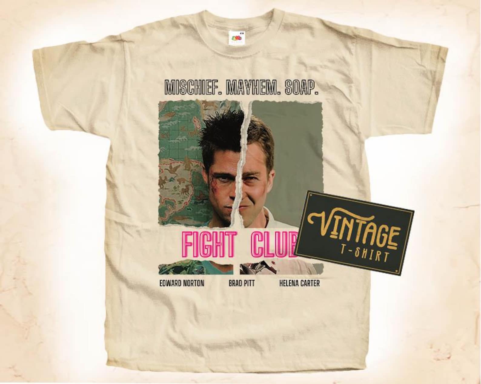 SALE Fight Club V4 T-Shirt Vintage Natural color Men s T-Shirt DTG Digital Print SIZES S M L M