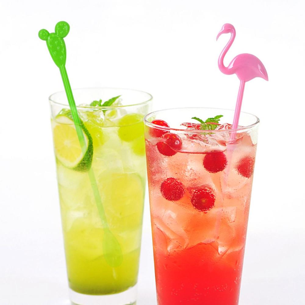 Hawaiian Flamingo Cactus Plastic Swizzle Sticks Coffee Stirrer Cocktail Tool Mixing Sticks