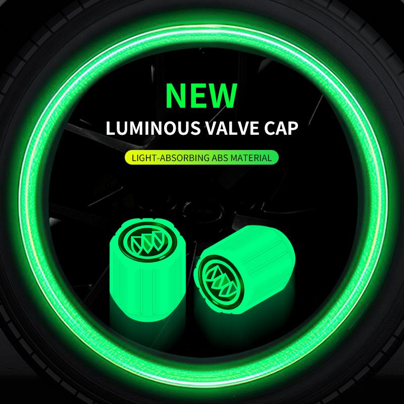 RFG3 4PCS Luminous Car Tire Valve Cap Fluorescent Night Glowing Decor For Buick Century Excelle XT Excelle GT Verano Encore enclave