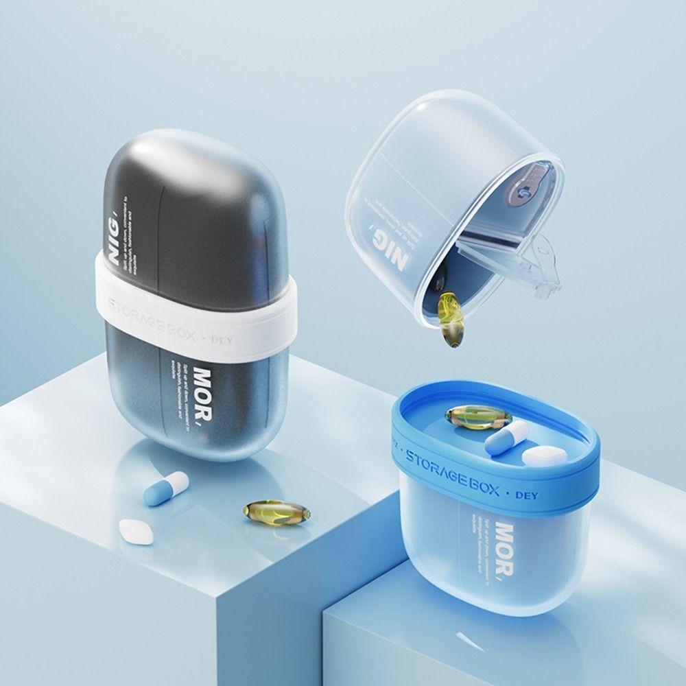 Lightproof 4 Grid Pill Case Double Layer Pill Storage Box Durable Medicine Splitter Box  Boys/Girls