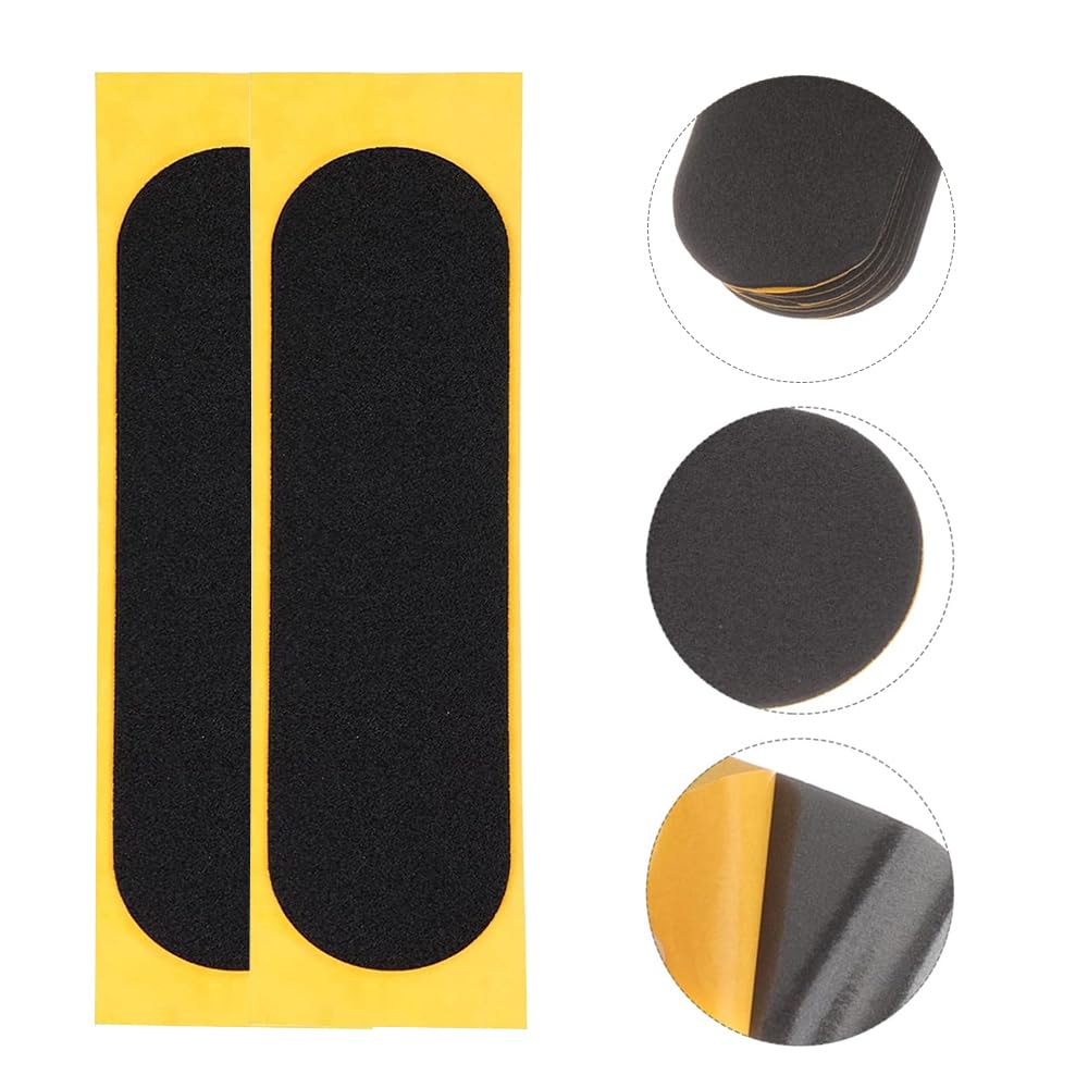 10pcs Finger Skateboard Finger Skateboard Skateboard Accessories Props Yellow Paper Black Anti-Slip Stickers, Anti-Slip Pads, (33mm98mm Type)