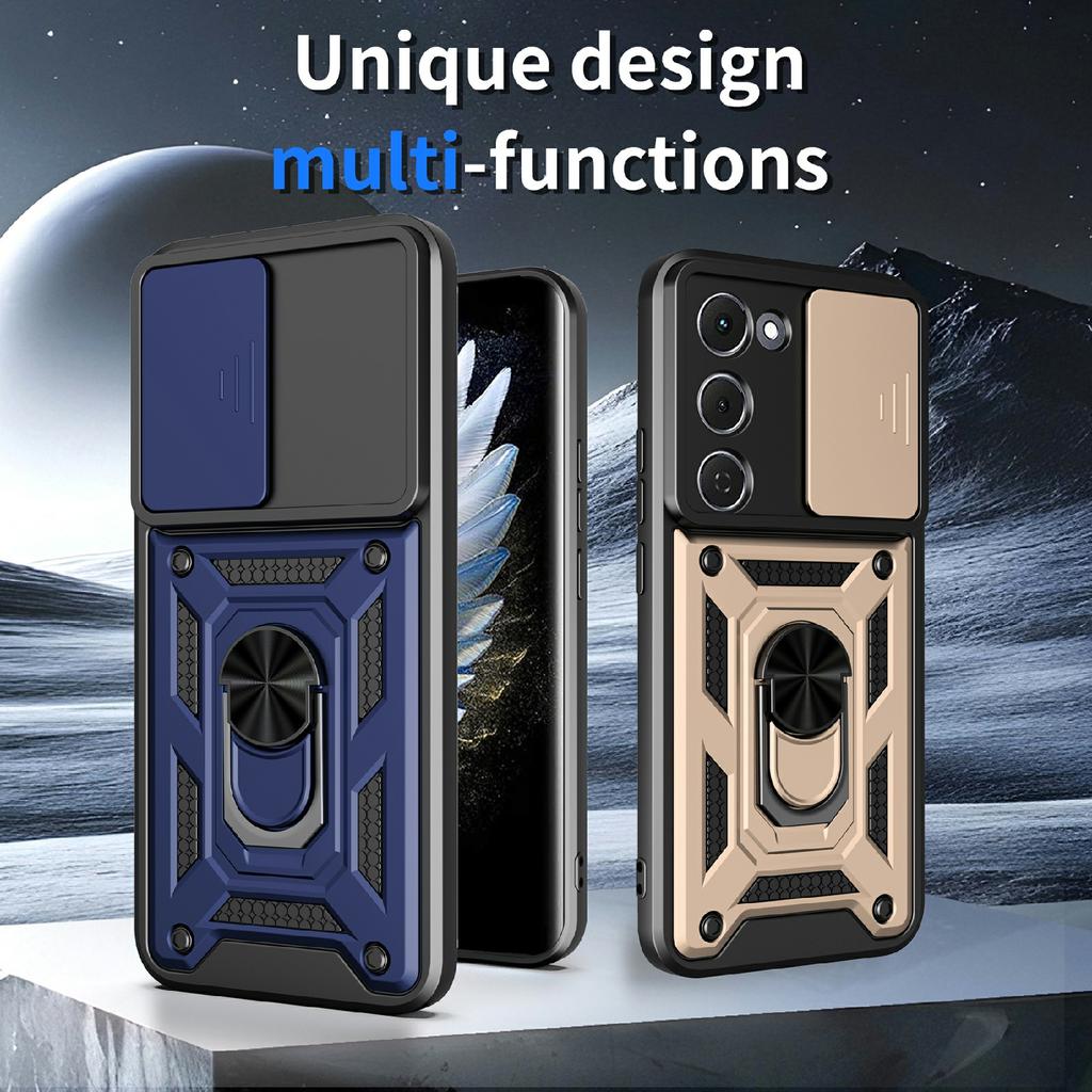 For TECNO Spark 40 Pro+ 4G Case with Slide Camera Lid PC + TPU Kickstand Phone Cover