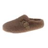 French Flat-bottomed Fluffy Slippers for Women's Outer Wear 2025 Autumn and Winter New Models Are Great-looking, One Pedal, Velvet Mary Jane Cotton Mo