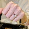 Classic fresh elegant ring with red diamonds unique light luxury interlocking design rings for women party jewelry gifts