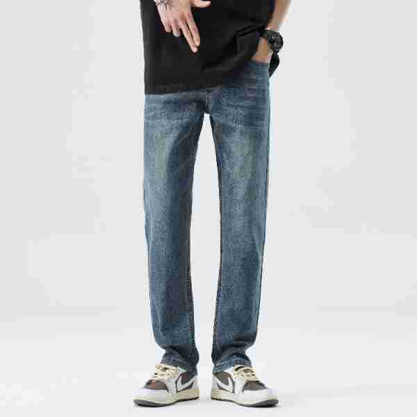 

Straight-leg jeans for men, spring and summer new style, simple, casual, versatile, slim, straight-leg, youthful stretch men s trousers 40 сірий колір