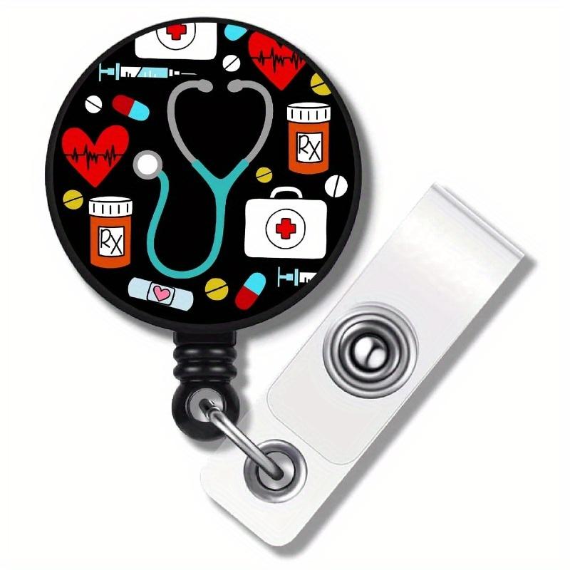 1pc Cute Retractable Badge Reel with Id Card Holder, Key Ring & Clip. Perfect Gift for Nurses and Doctors Back To School