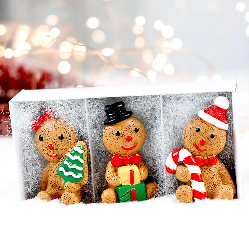 Ins Style Three Cute Gingerbread Man Sets Of Christmas Home Party Ornament Decorations