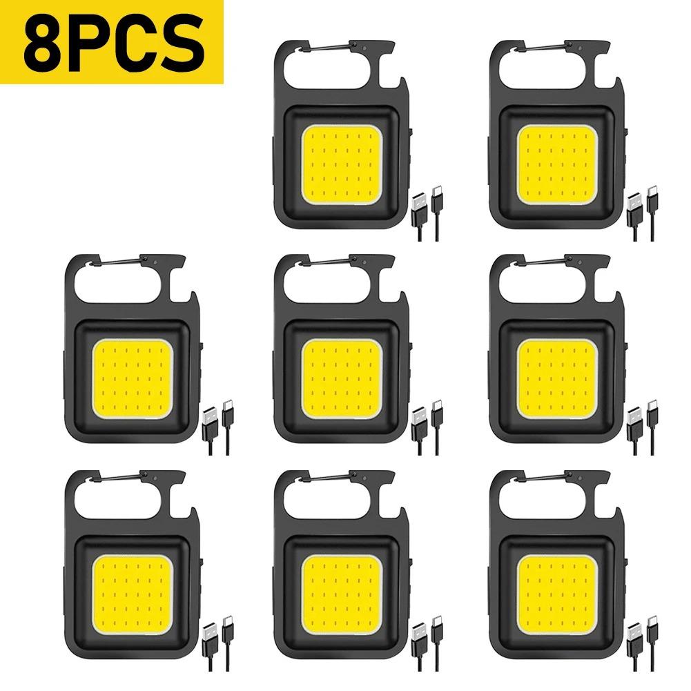 1-20PCS Mini LED 1800LM Flashlight Keychain Multifunctional Portable COB Camping Lamps USB Charging Work Lights Fishing Lanterna