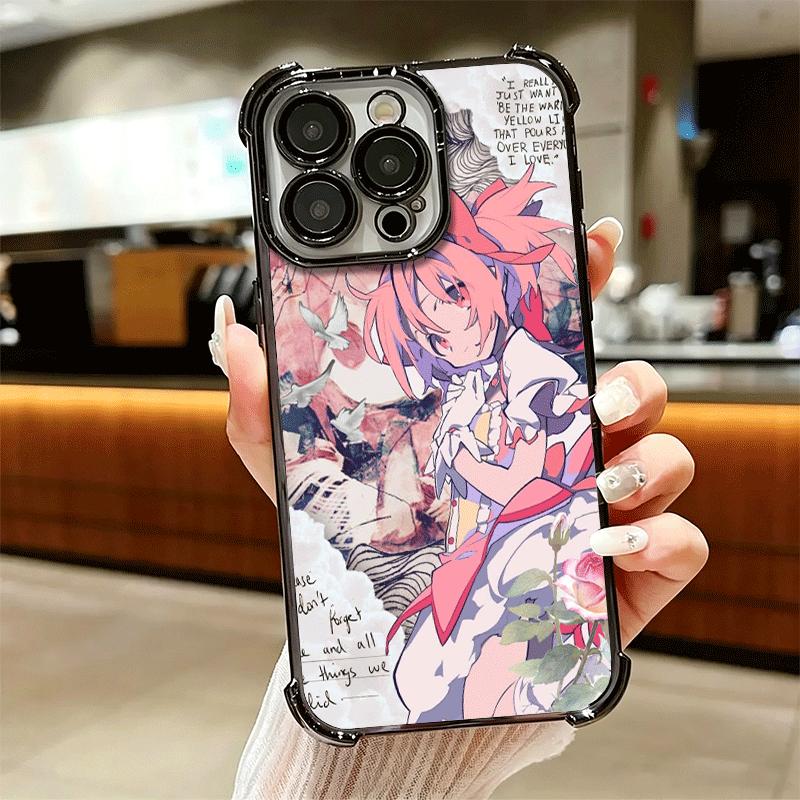 Madoka Magica Anime Weiche Handyhülle Für iPhone 15 16 17 Air 14 Pro Max 16E Plus 13 12 Mini Galvanisiert Anti-Fall Fundas