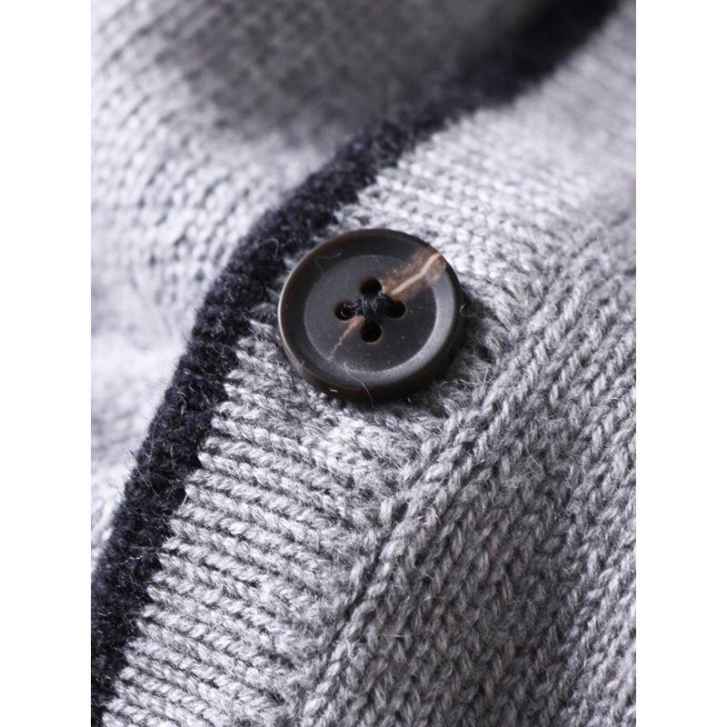 36% Cotton +28% Wool +13% Tencel Export Men's Clothing Factory Balance Cargo with Logo Cut off Knitting Cardigan Sweater Outwear Tide