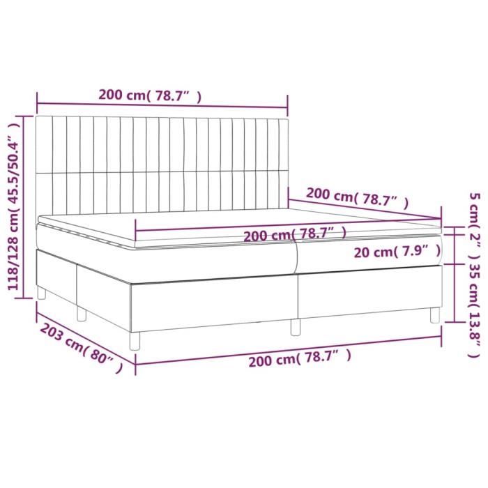 3142525 vidaXL Lit à sommier tapissier avec matelas Taupe 200x200 cm Tissu