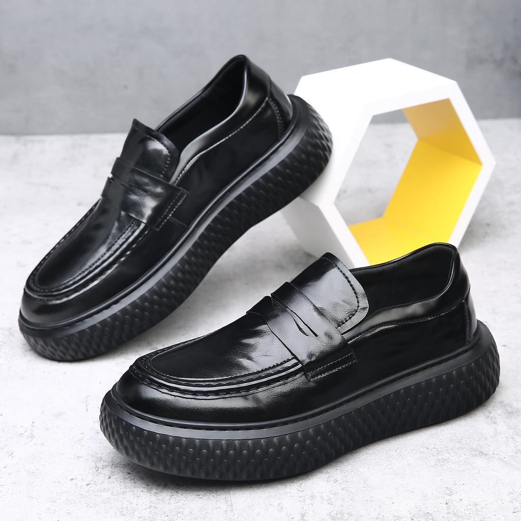 Spring Autumn New Designer Business Casual Shoes for Men Fashion Casual Cow Leather Shoe Male British Style Platform Loafers Man