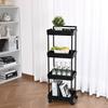 4-Tier Rolling Utility Cart, Kitchen Cart with Lockable Wheels, Multi-Functional Storage Trolley with Handle for Office, Living Room, Kitchen, Movable