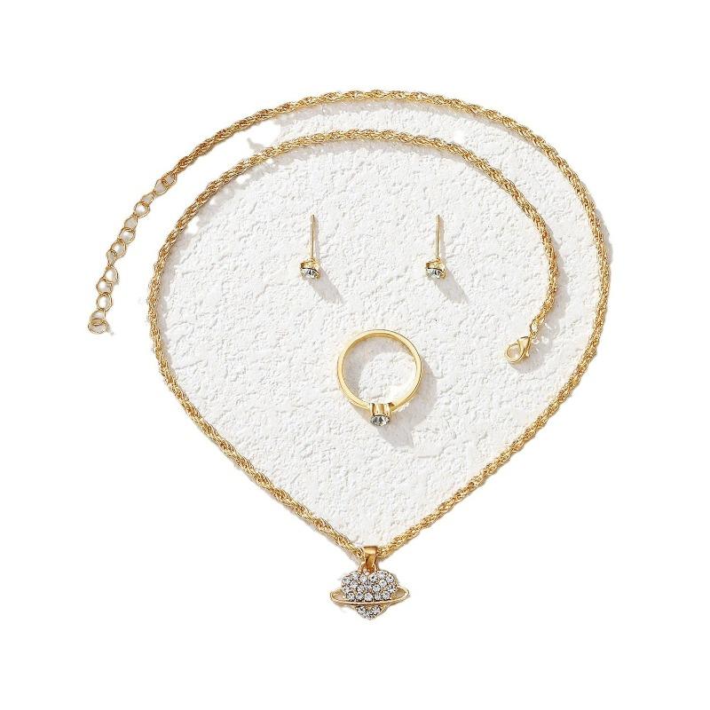 Simple Retro Elegant Exquisite Pearl Diamond Double Beaded Personalized French Collarbone Necklace Stud Earrings Set