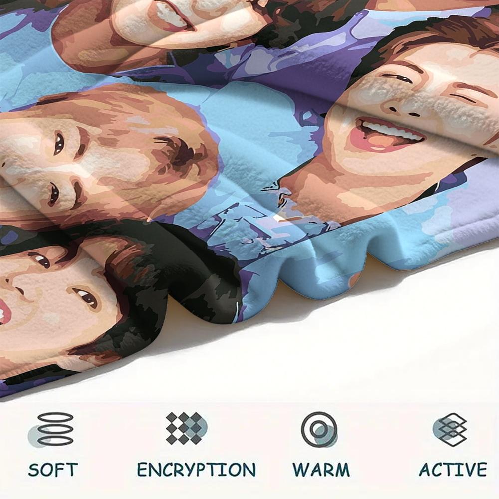 BTS,pattern Flannel Blanket, High quality Comfortable for All Seasons, Home Decor, Warmth and Comfort, Perfect for Gifts.