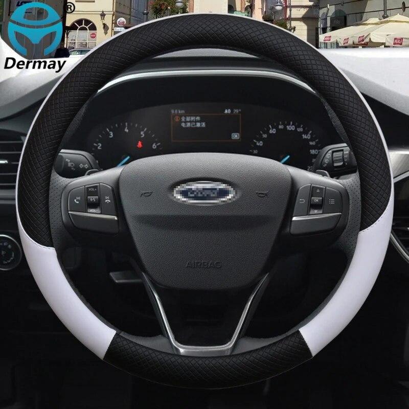 For Ford Escape Kuga I II Van Escape Car Steering Wheel Cover Leather Anti-slip 100% DERMAY Brand Auto Accessories