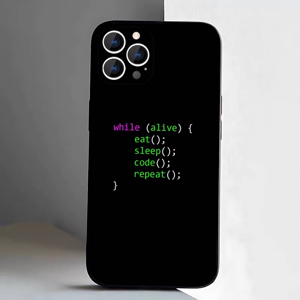 Чехол для телефона Языки программирования Java для iPhone 17,16,15,14,13,12,11,Pro,XS,Max,XR,Plus,E,SE4,Mini Черный Мягкий Чехол iPhone12