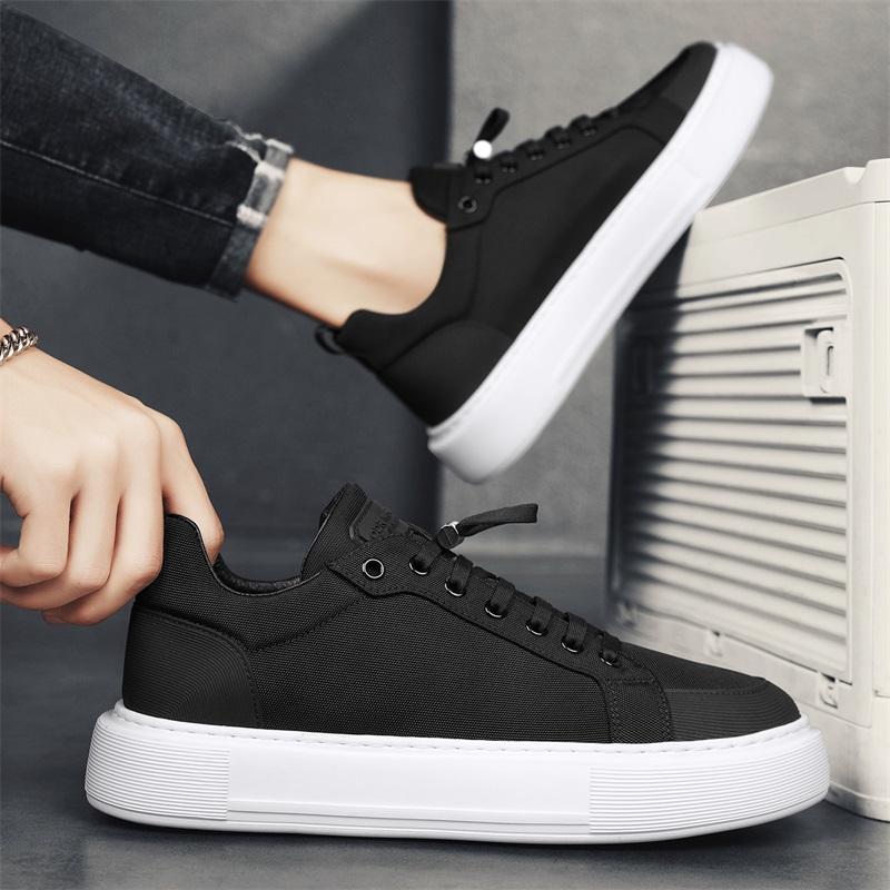 Autumn new pure black casual canvas board shoes lightweight soft-soled trendy shoes