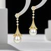 Eleganza retrò francese, orecchini in stile corte, sensazione di lusso leggero e di alta gamma, modello lungo, modellanti per il viso, goccia d'acqua