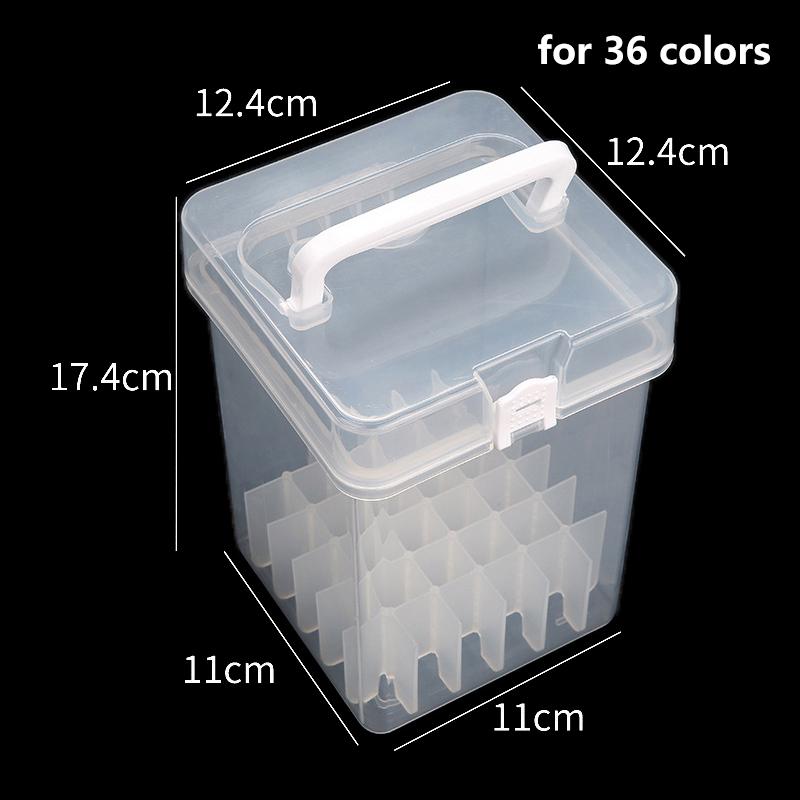 12/24/36/48/60/80 Grids Markers Storage Box Portable Watercolor Drawing Pen Case For Painting Plastic Stationery Organizer Box