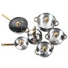 12-teiliges Küchen-Topf-Set aus Edelstahl mit goldenem Griff, glatt, robust, leicht zu reinigen, Kochgeschirr-Set für den Hausgebrauch