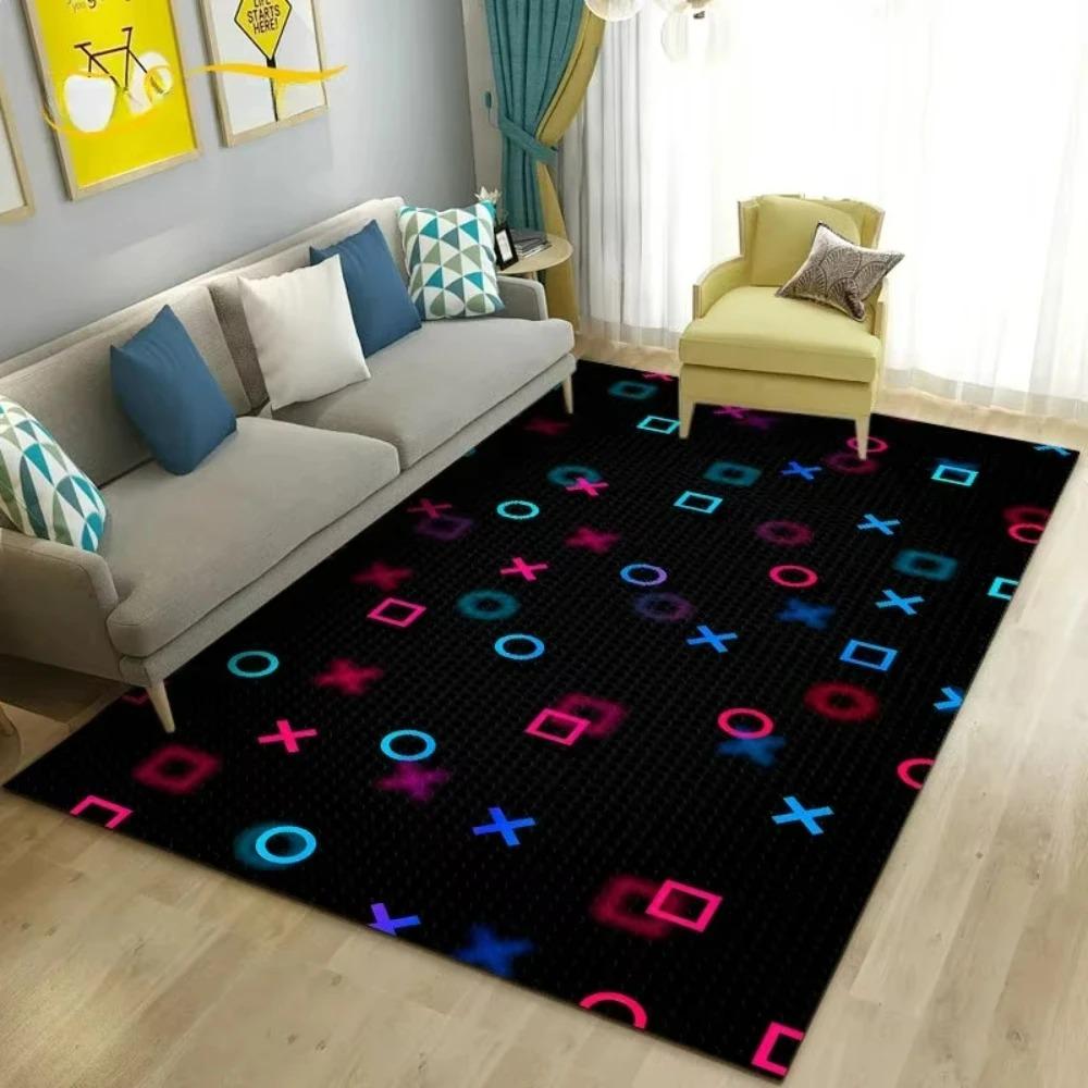 Fashion Color Gamepad Buttons Inspired Carpet Men's Cave Game Room Floor Mat Living Room Sofa Decor Rug Bedside Nonslip Rugs INS