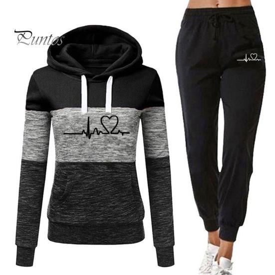 

Комплект из 2 предметов: брюки с капюшоном, осенне-зимний комплект, цветные накладные карманы, завязка на резинке, пояс на щиколотке, женский спортивный костюм 3XL чёрный