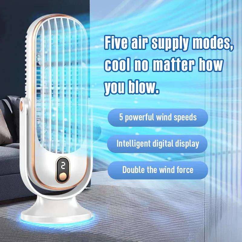 Portable Desktop Fan Cordless Desktop Shaking Fan with LED Fast USB Charging 5-speed High Wind Power