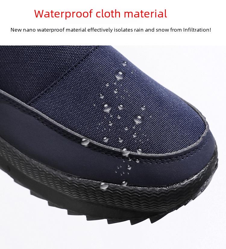 Men's Large Size Waterproof Winter Snow Boots with Thickened Velvet Lining for Warmth and Comfort