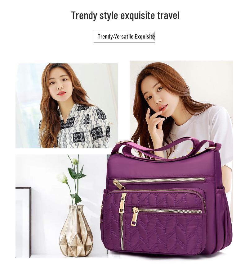 Damen Single Shoulder Crossbody Tasche - Große Kapazität Nylon Canvas mit Mehreren Fächern für Mütter