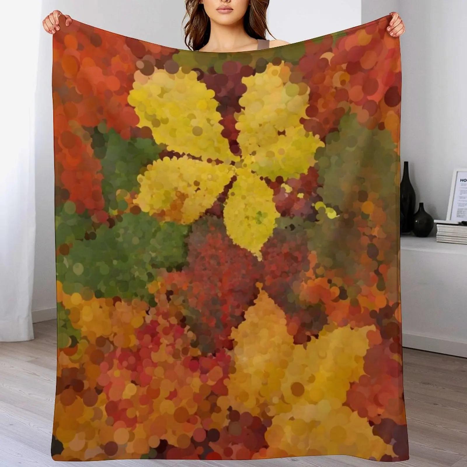 Crunchy Autumn Leaves Throw Blanket Breathable Lightweight Blanket for Adults Kids Size: 75*100cm, Weight: 230 GSM