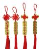 Thickened Brass Five Emperor Coins Chinese Knot Pendant Ornament