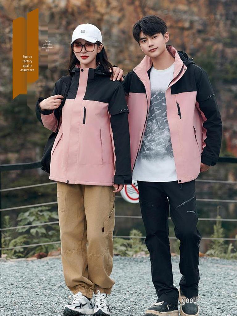 Thickened Fleece-Lined Storm Jacket: Windproof, Warm, Couple Style, Customizable Logo for Outdoor Workwear.