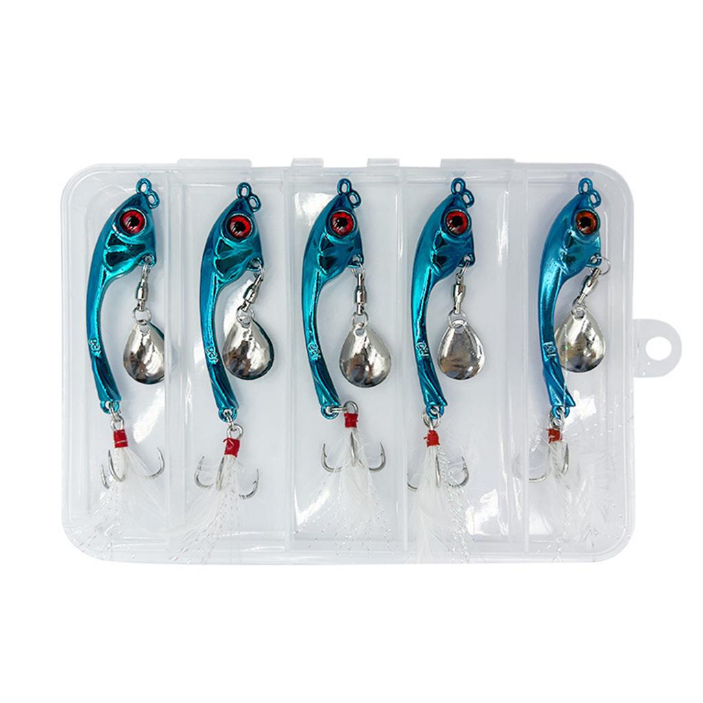5Pcs Spoon Metal Hard Spinner Baits Fish Lures Spinner Swimbaits Colorful Sequins Lures Baits Treble Hook Fishhooks Set