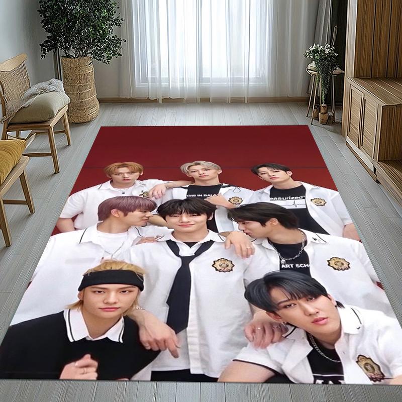 HD Stray Kids Kpop Star Living Room Non-Slip Area Rug Soft Carpet for Bedroom Kids Playroom Sofa,Home Decor Doormat Gift