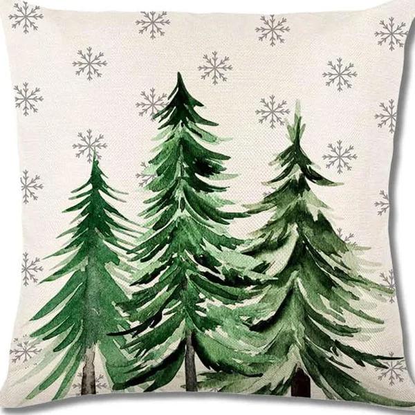 Home Decor Christmas Snowflakes & Trees Fa La La Pillows Pattern Cushion Cover Suitable For Sofa Bedroom Car Pillow Cover