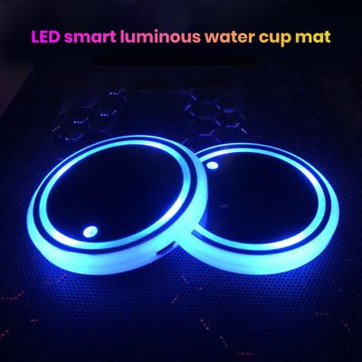 2Pcs LED Car Cup Coaster Waterproof Cup Pad with Light Sensor USB Rechargeable LED Car Interior Atmosphere Lamp Decoration Cup Mat