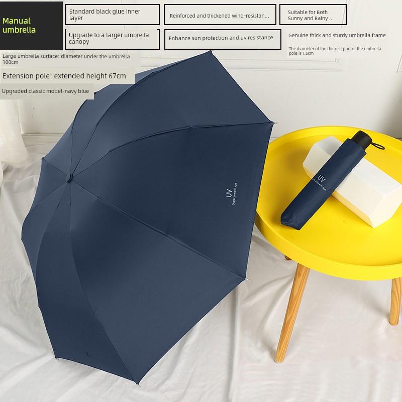 Automatic Umbrella Ins Style Men's and Women's Dual-Use Black Glue Sun Umbrella Sun Protection UV Protection Folding Sun Umbrella