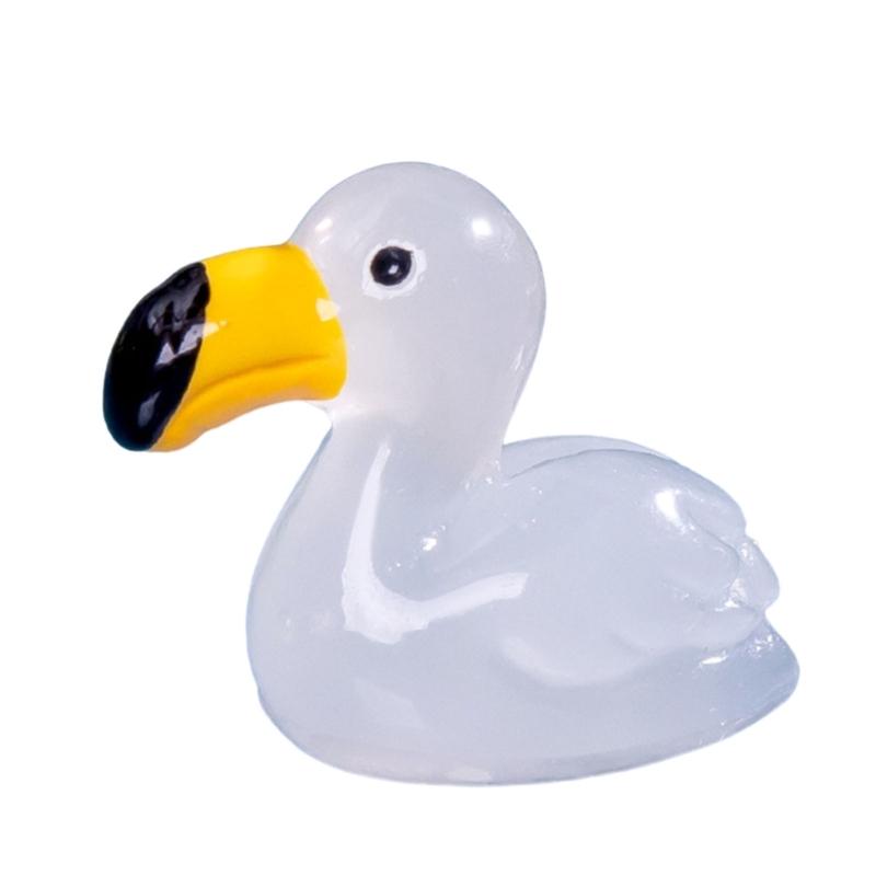 Pack of 10 Small Flamingo Duck Figurines Colorful Resins Miniature Figures Toy for Garden Landscape and Fishtank Decors
