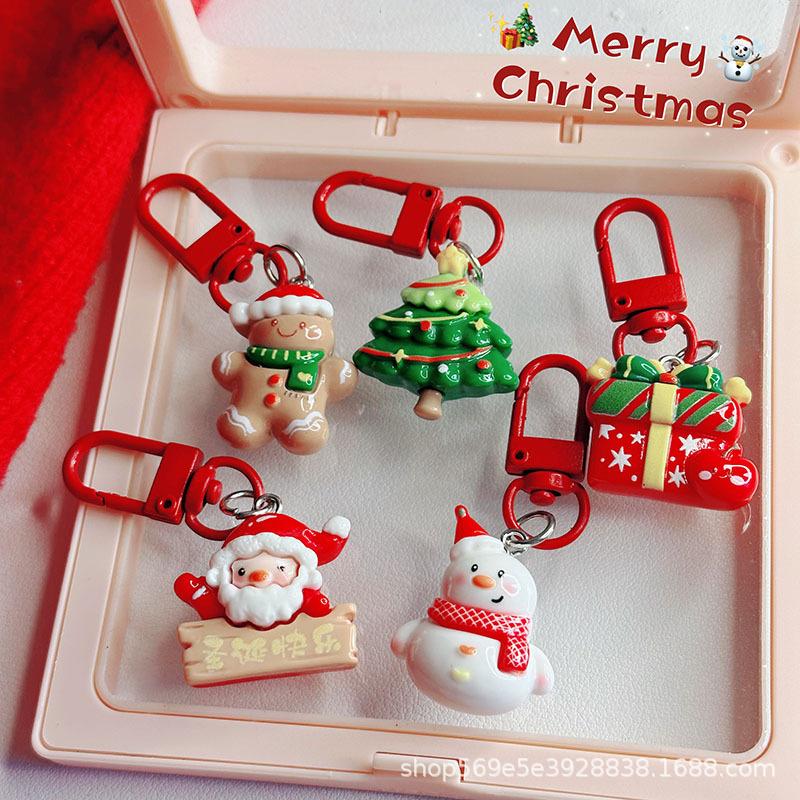 

10pcs christmas decorations for home christmas decoration Christmas keychain cartoon snowman and Santa Claus pendant